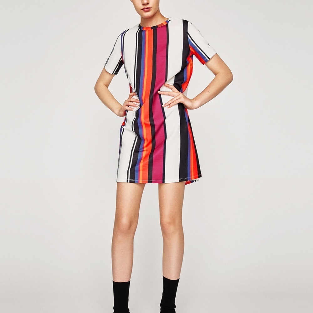 Zara Trafaluc Colorful Stripes Mini Dress